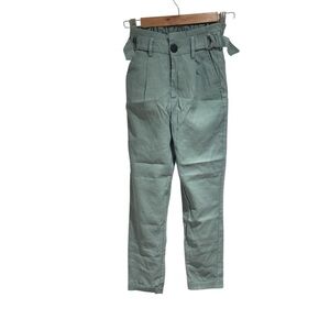 Bershka Green Casual Pants - High Waist/ Paper Bag Waist & Belted - size 00